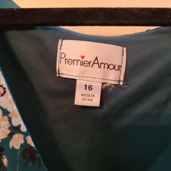 Premier Amour Emerald Green Floral Faux Wrap Maxi Dress with slit - Womens 16 - Picture 2 of 6